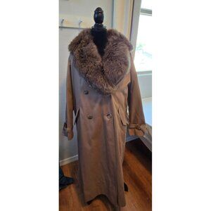Rare! Vintage Saks Fifth Avenue Fur Lined Trench Coat Size 12 Vintage Korea